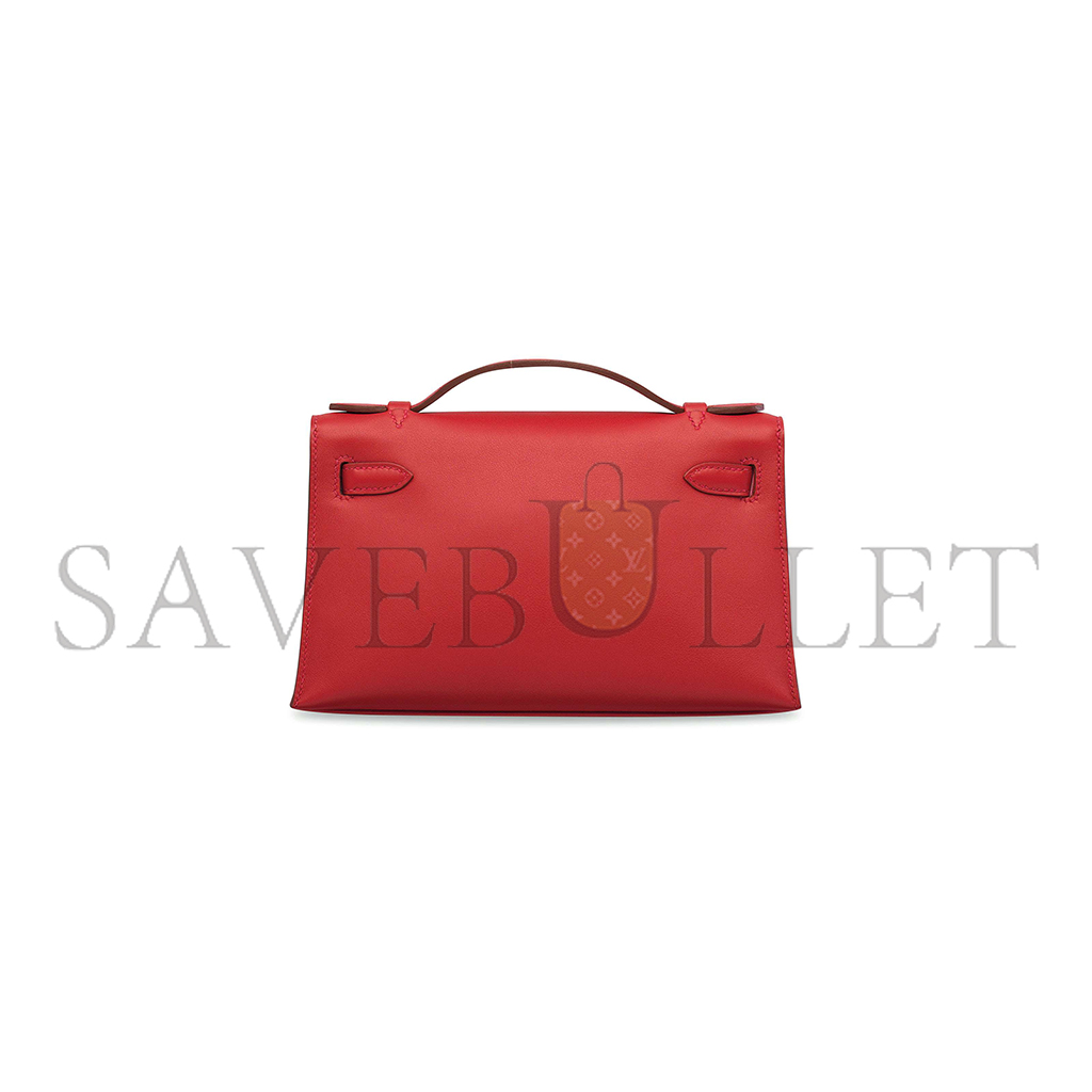 HERMÈS MASTER LEATHER KELLY POCHETTE WITH GOLD HARDWARE (22*14*7cm) 